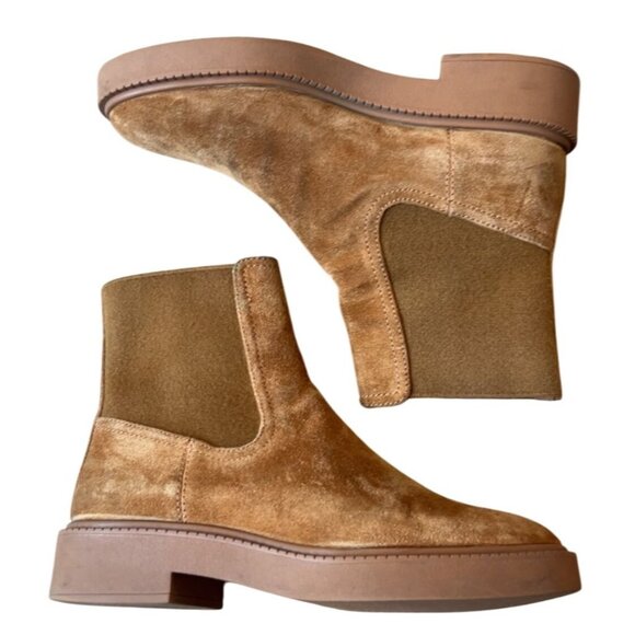 VINCE "Kegan" Brown Suede Leather Water Repellent Chelsea Ankle Boots Size 7.5 - Picture 1 of 10